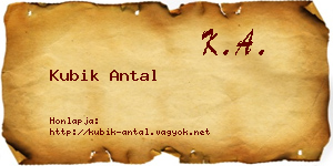Kubik Antal névjegykártya
